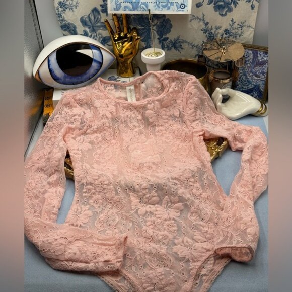 🆕 ZIMMERMANN 🧿 NWT Lace Long Sleeve Bodysuit, Blush - Sz 0 US 4 - Picture 11 of 15